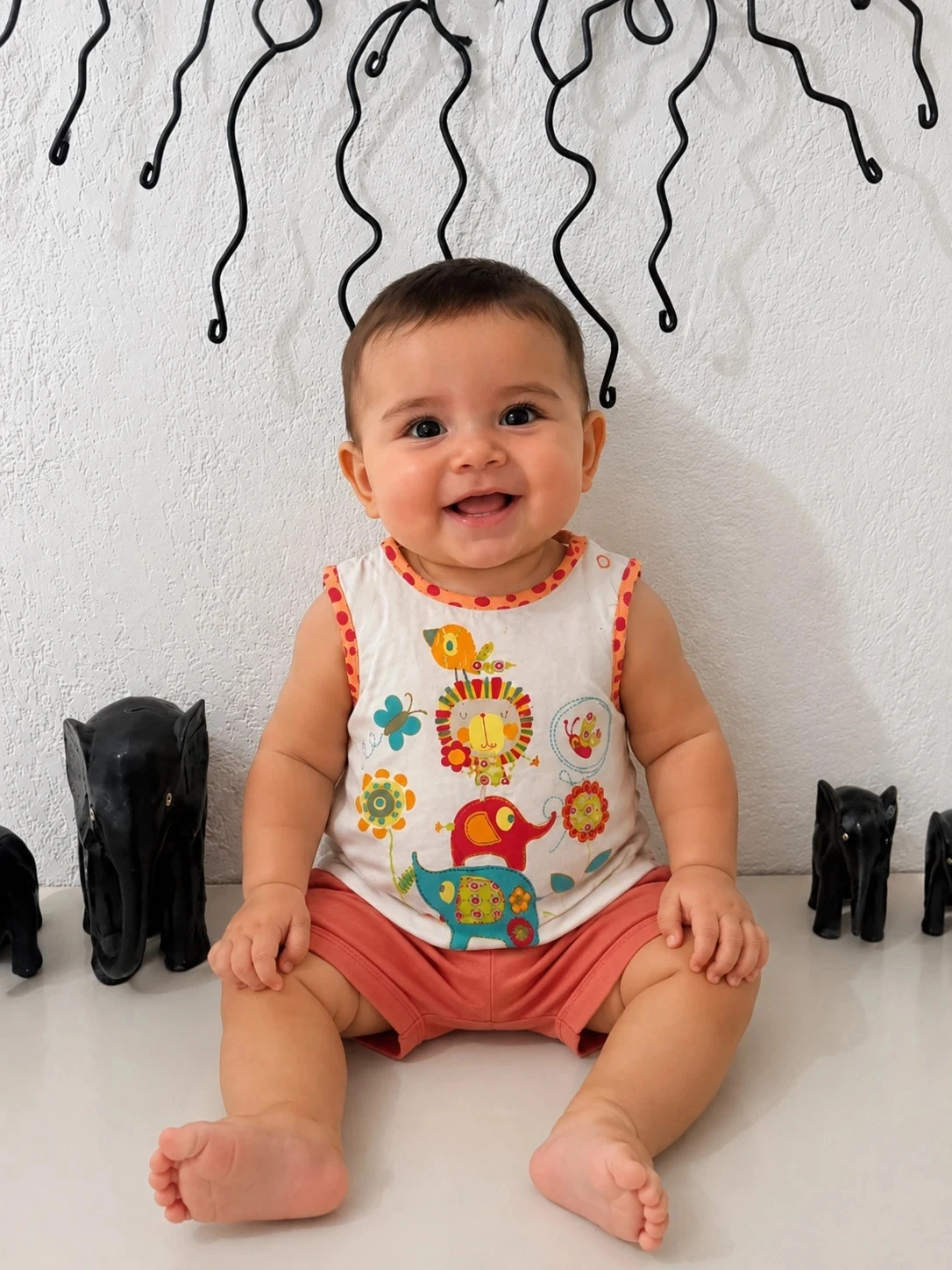 Regata túnica para bebê menina branca com motivos de animais da savana - tamanho 6 meses (6m) – photo 8